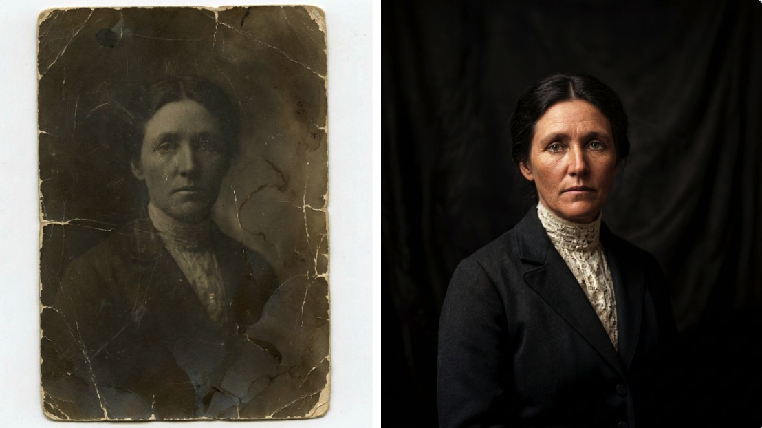 Faithfully restore this image with high fidelity to modern photograph quality, in full color, upscale to 4K